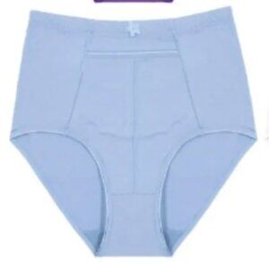 Women's High Waisted Zippered Front Pocket Pastel Girdle Panties Briefs Blue